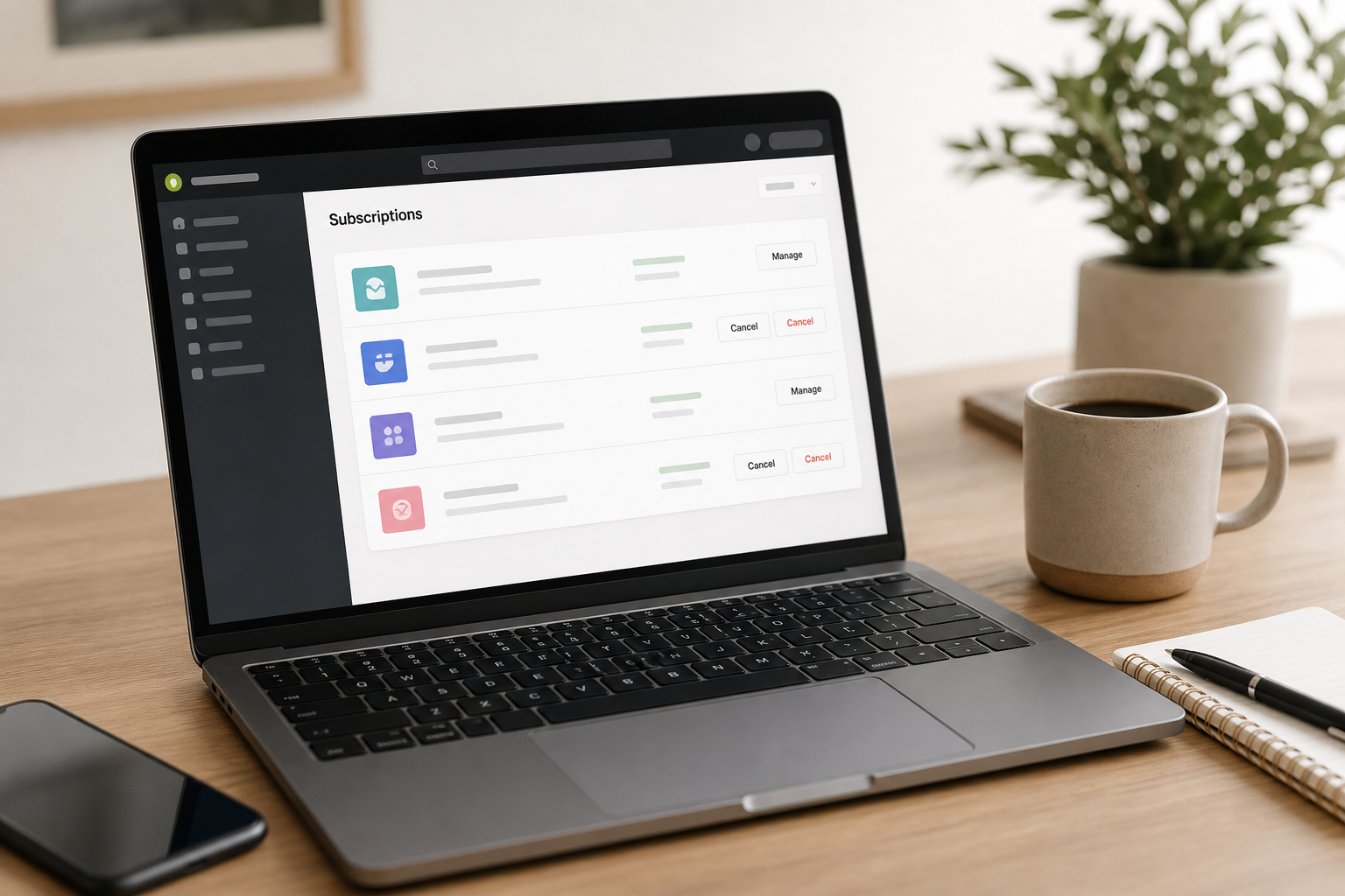 Merchant canceling a Shopify app subscription on a laptop