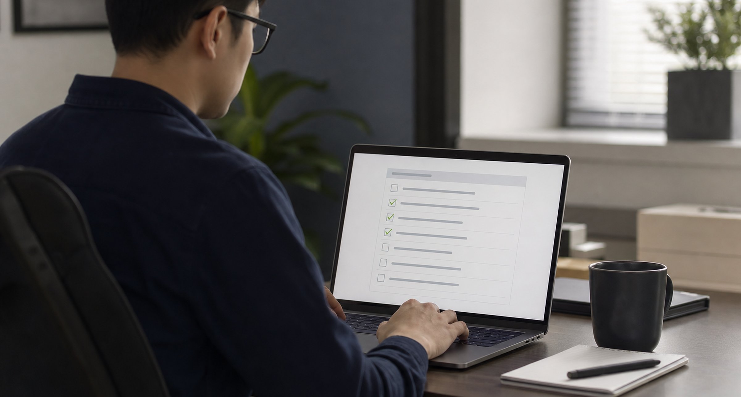 Operator reviewing GDPR delete customer data checklist on a laptop