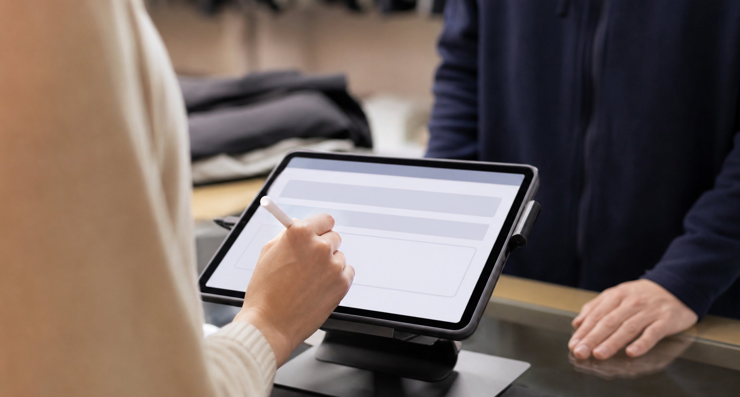 Retail counter tablet for in-store subscription signup