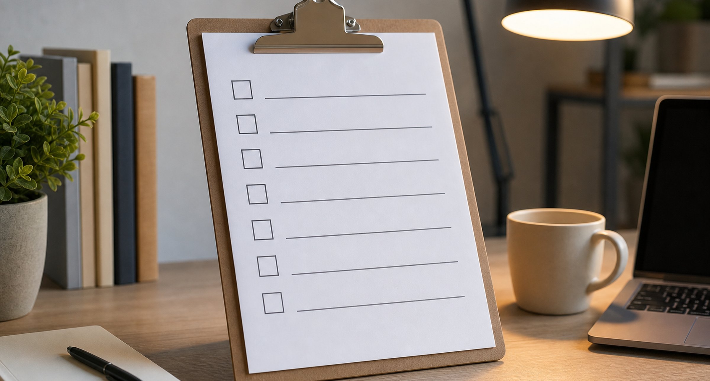 Clipboard checklist with planning questions for product as a service
