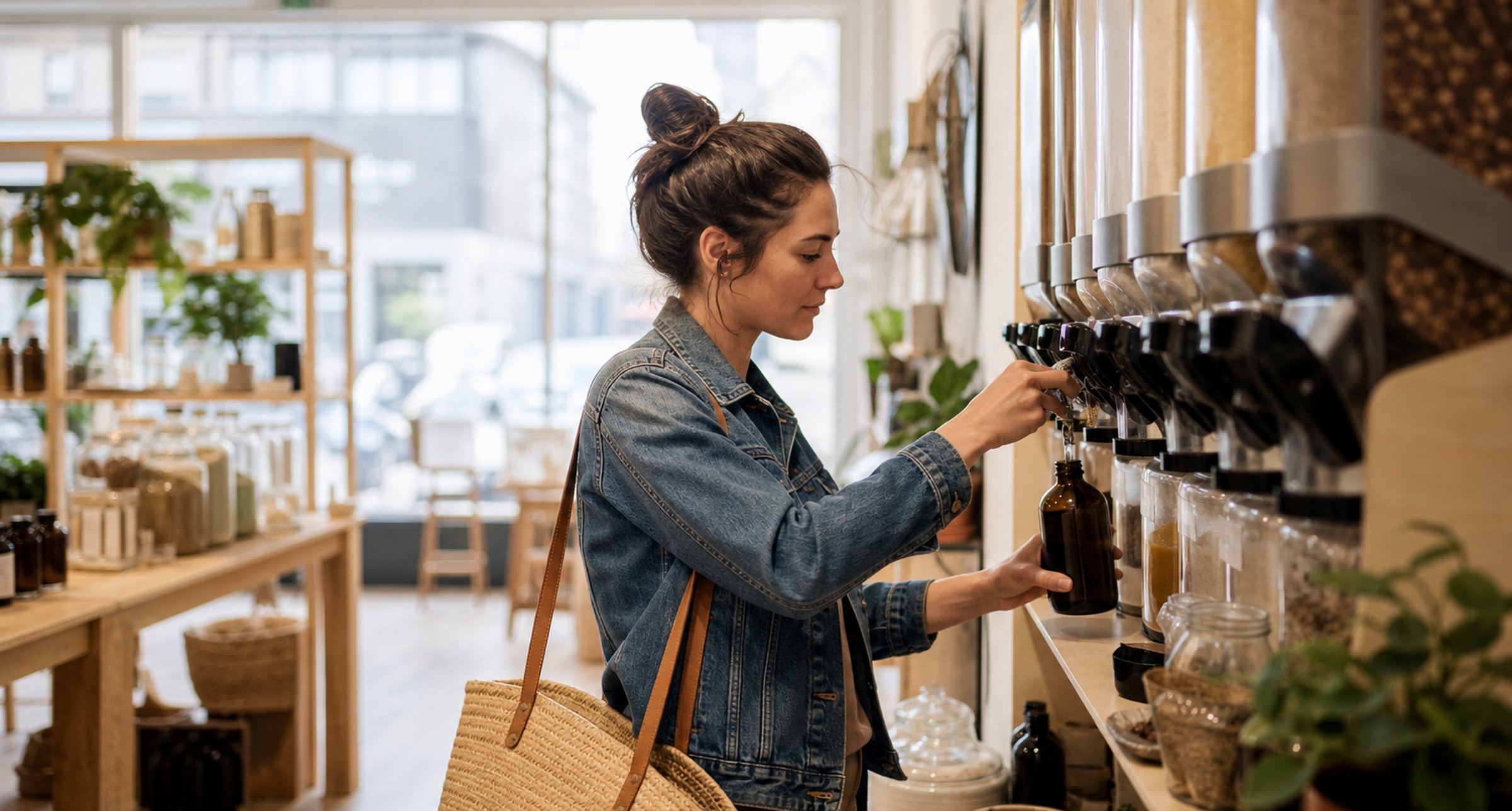Reusable containers suggesting recurring commerce in a circular economy