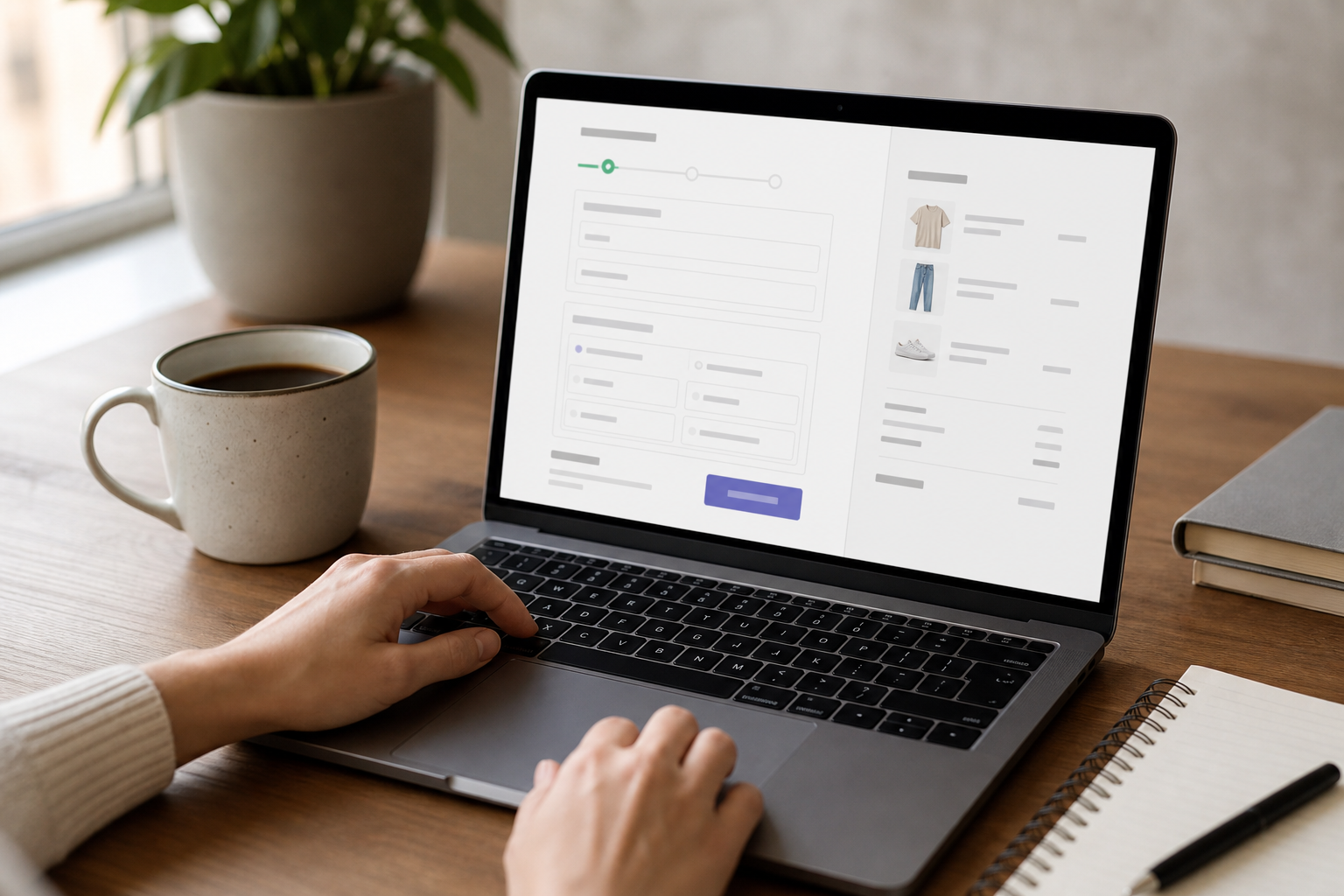 Laptop showing Shopify checkout screen