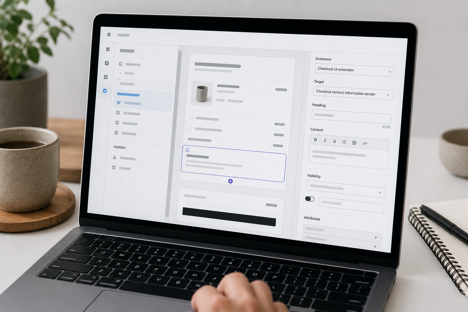 Laptop showing Shopify checkout UI extension component