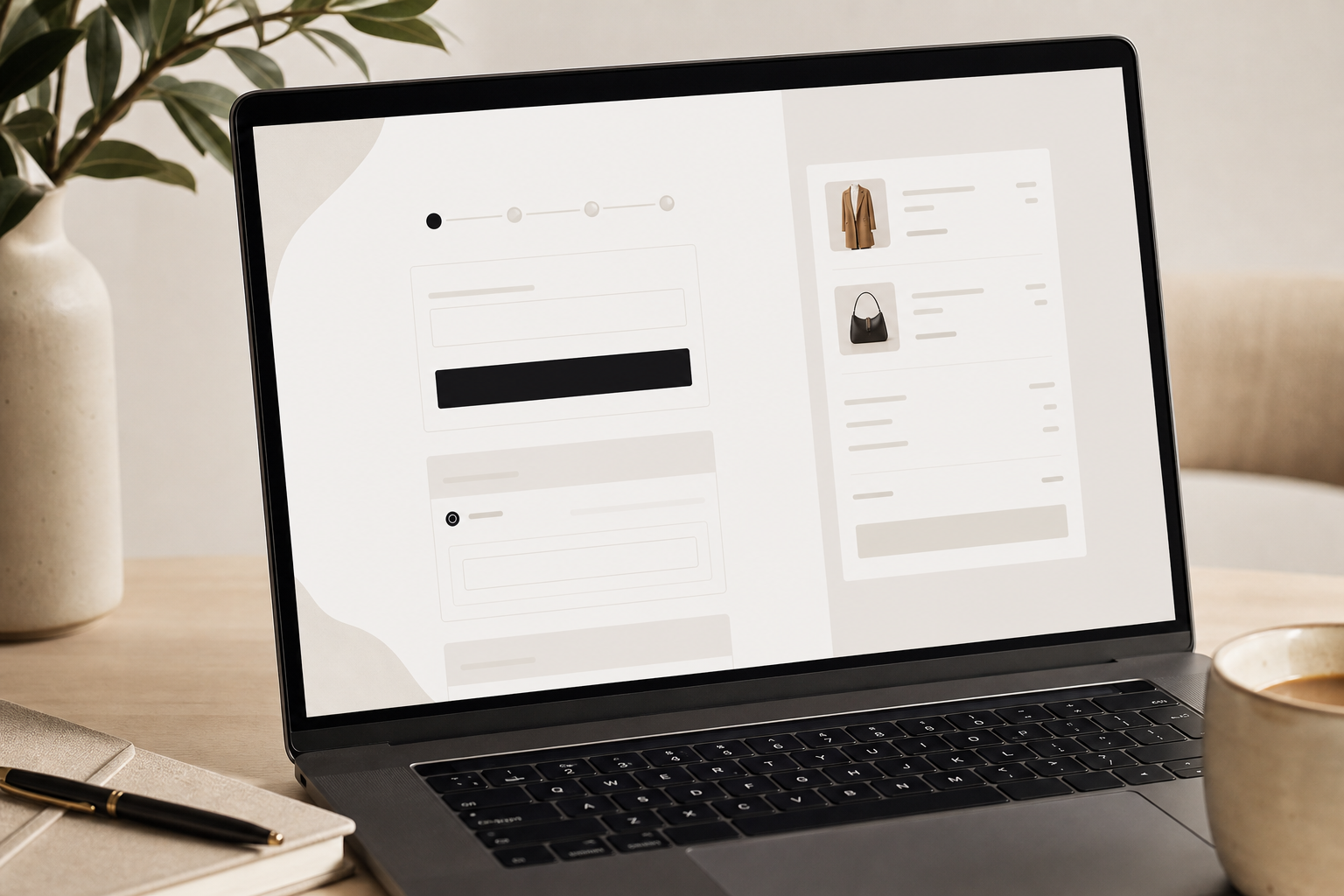 Laptop showing branded Shopify Plus custom checkout