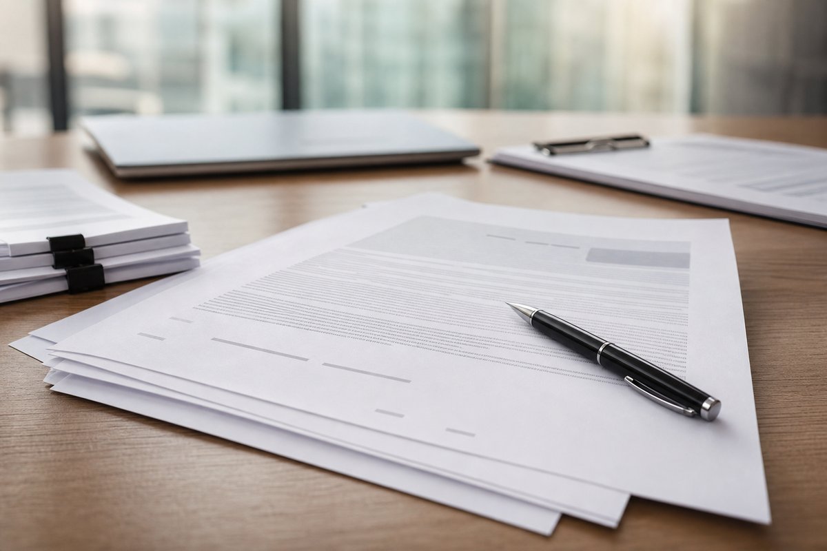 Desk documents suggesting subscription contract terms