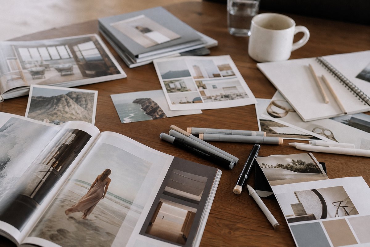 Desk moodboard suggesting subscription marketing strategies