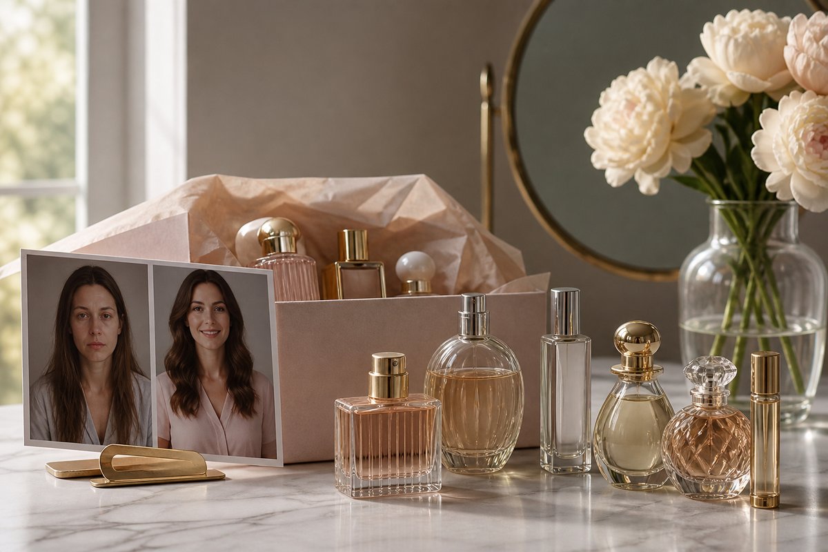 Elegant bottles suggesting fragrance subscription transformation