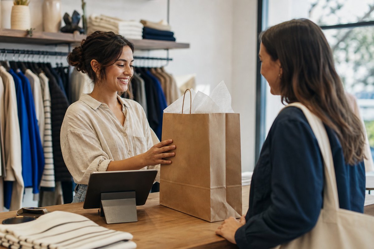Retail desk setup suggesting unified commerce channels